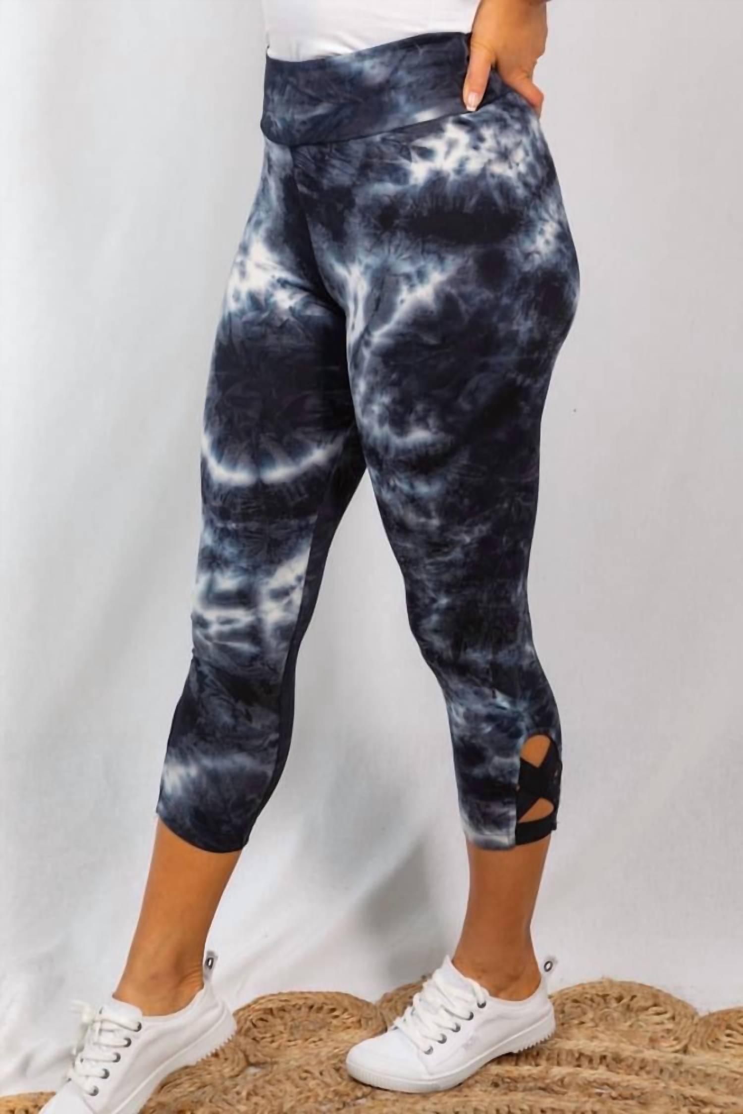 White Birch - Criss Cross Tie Dye Capri Leggings