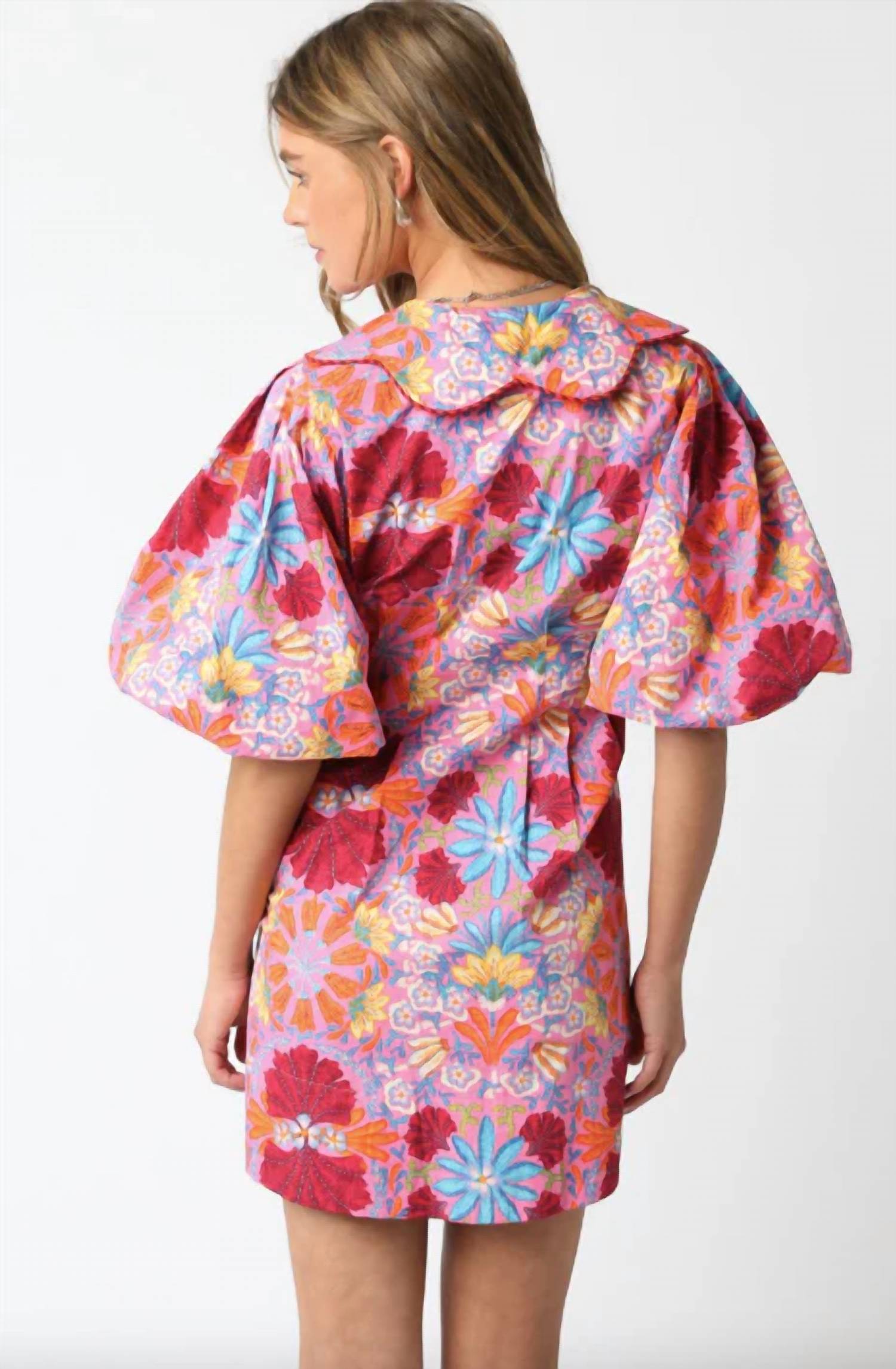 Olivaceous - Floral Fluff Mini Dress