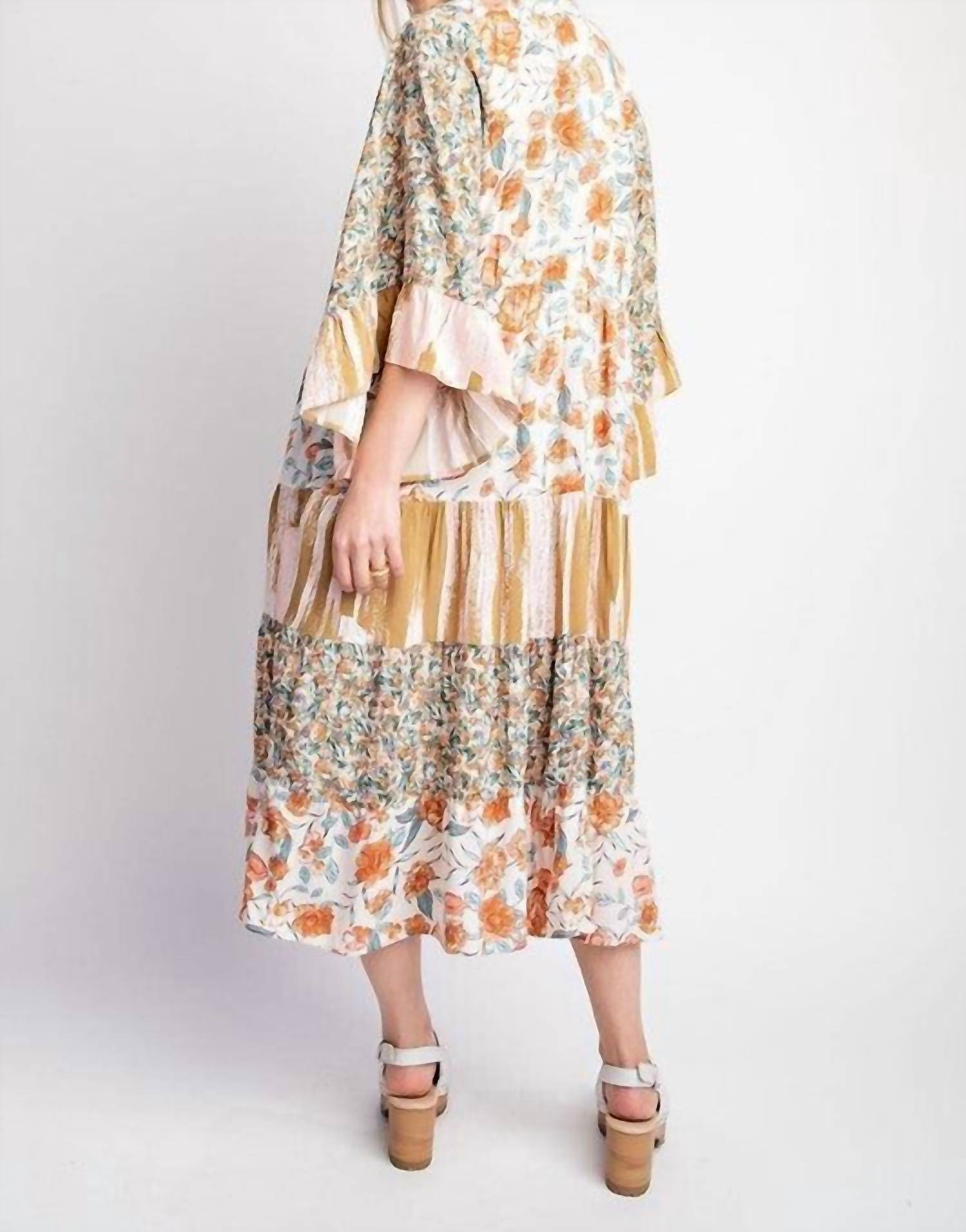 Gigio - Dawn Floral and Stripe Print Kimono