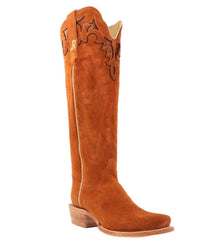 R Watson Boots - Women's Rough Out Narrow Square Toe Tall Cowgirl Boots
