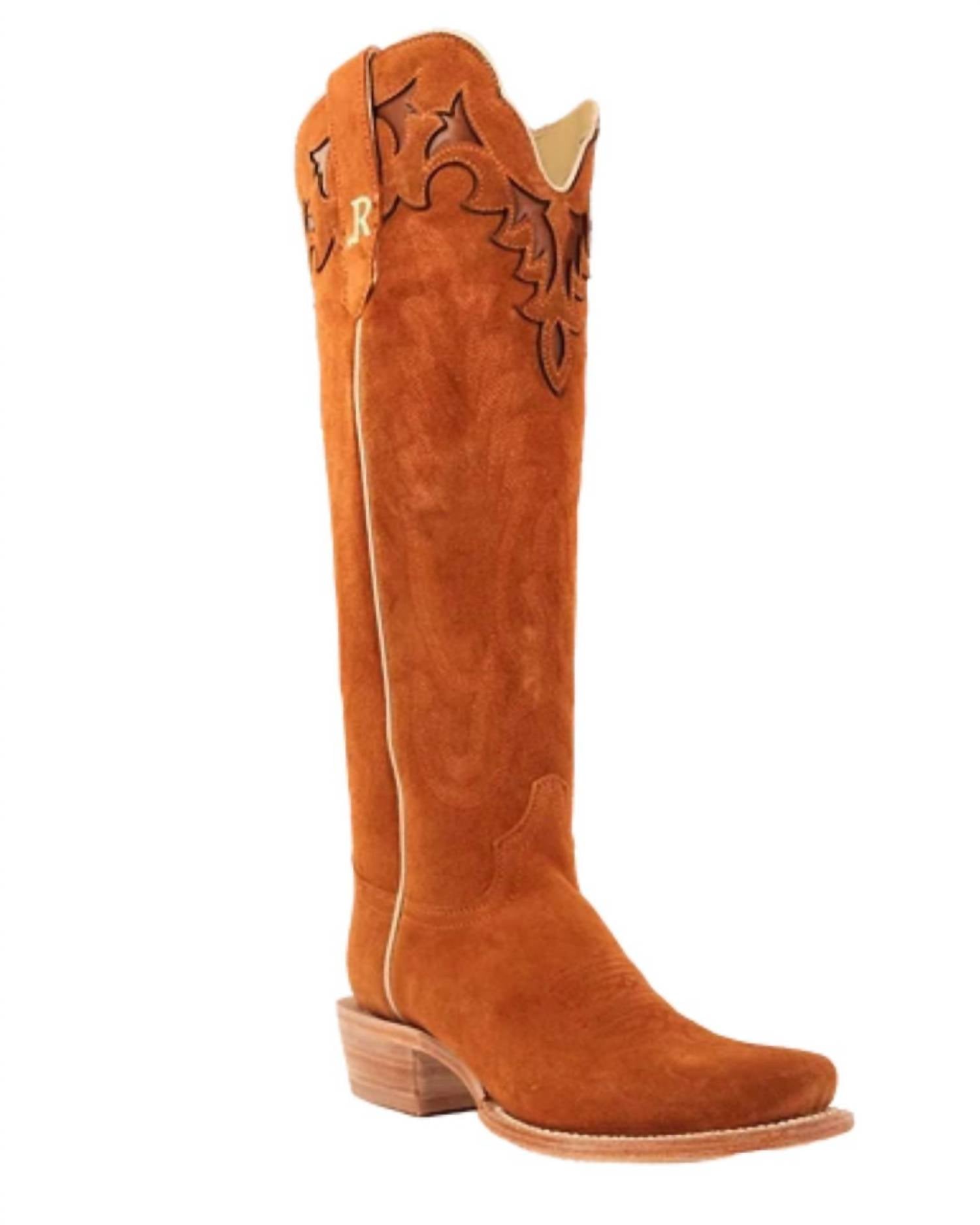 R Watson Boots - Women's Rough Out Narrow Square Toe Tall Cowgirl Boots