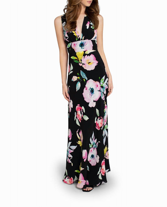 Nicole Miller - Silk Plunge Open Back Gown