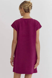 Entro - Quilted Round Neck Sleeveless Mini Dress