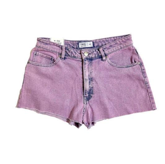 Tinsels - Women's Hi-Rise Acid Wash Denim Shorts