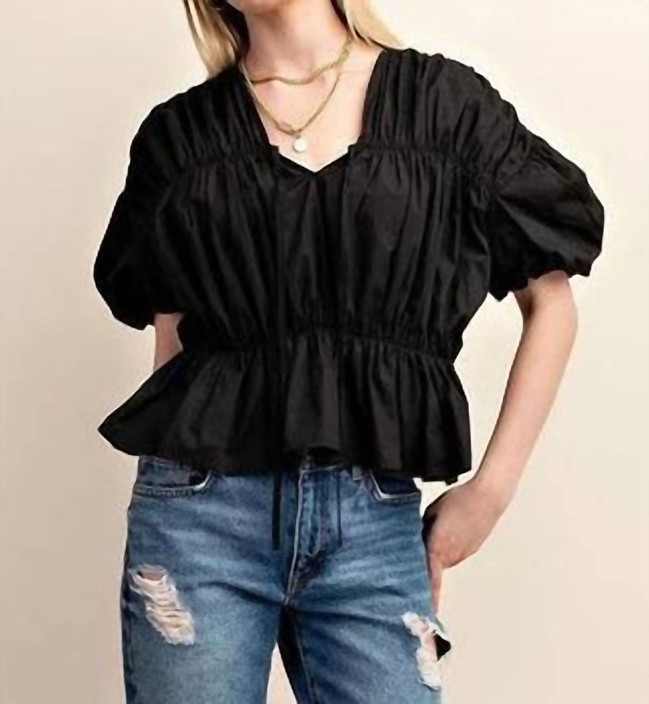Gigio - Anything But Basic Puff Sleeve Top