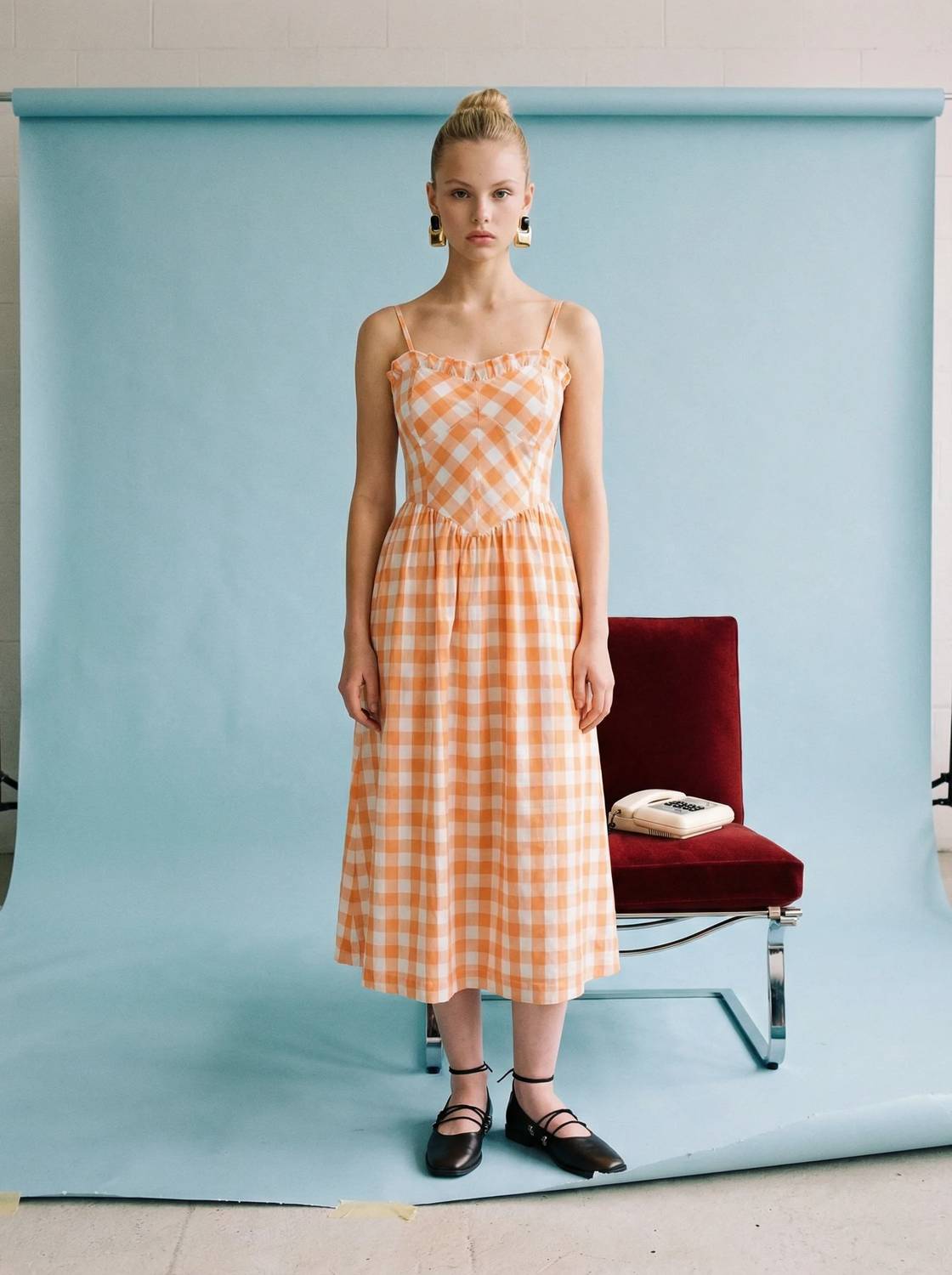 Heyson - Gingham Ruffle Trim Midi Sundress