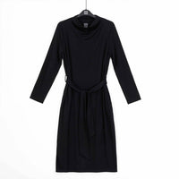 Clara Sun Woo - Ponte Drape Neck Midi Dress With Belt