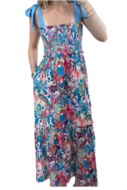 Joy Joy - Floral Ruffles Hem Maxi Dress