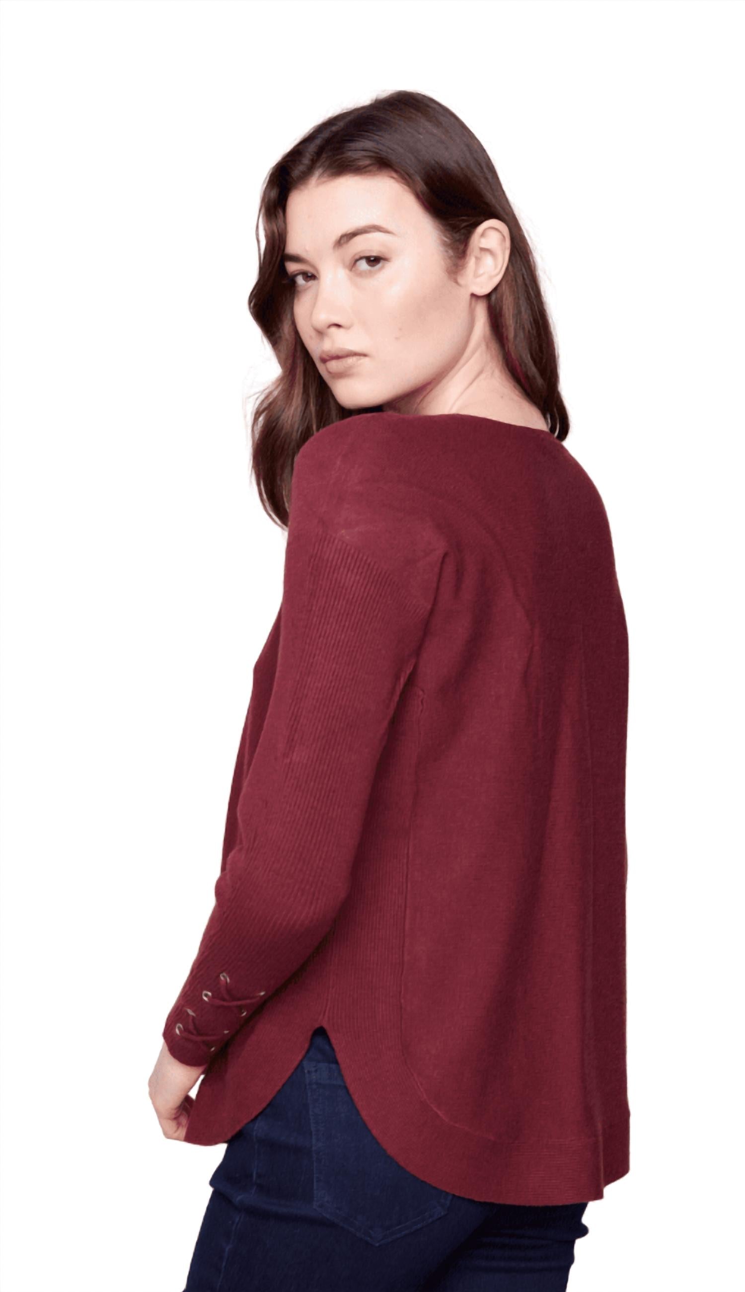 Charlie B - Lace-up Cuffs Sweater