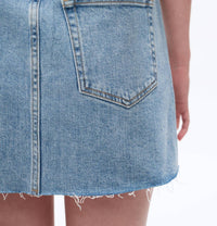 Bayeas - Mid Rise Rhinestone Denim Mini Skirt