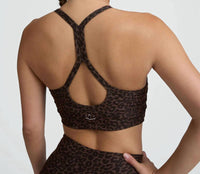 BEYOND YOGA Softmark Slim Racerback Bra in espresso leopard - women's intimate - alternate view
