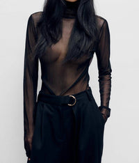 Silk Laundry - Silk Mesh Turtleneck