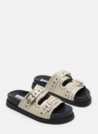 STEVE MADDEN Women's Malek Grommets Leather Sandals in bone - women's sandal