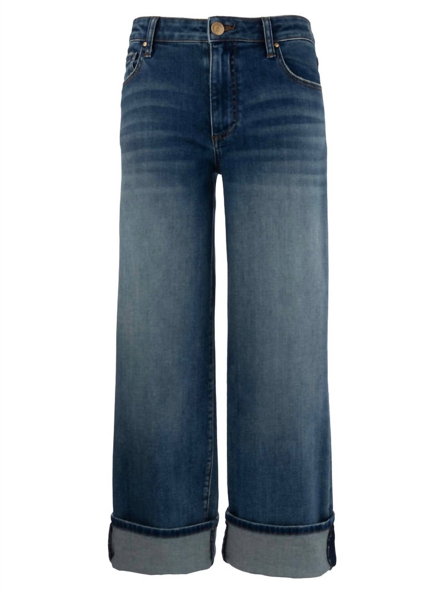 KUT FROM THE KLOTH Charlotte High Rise Jeans With 4" Roll Up in serenity - women's jeans - alternate view