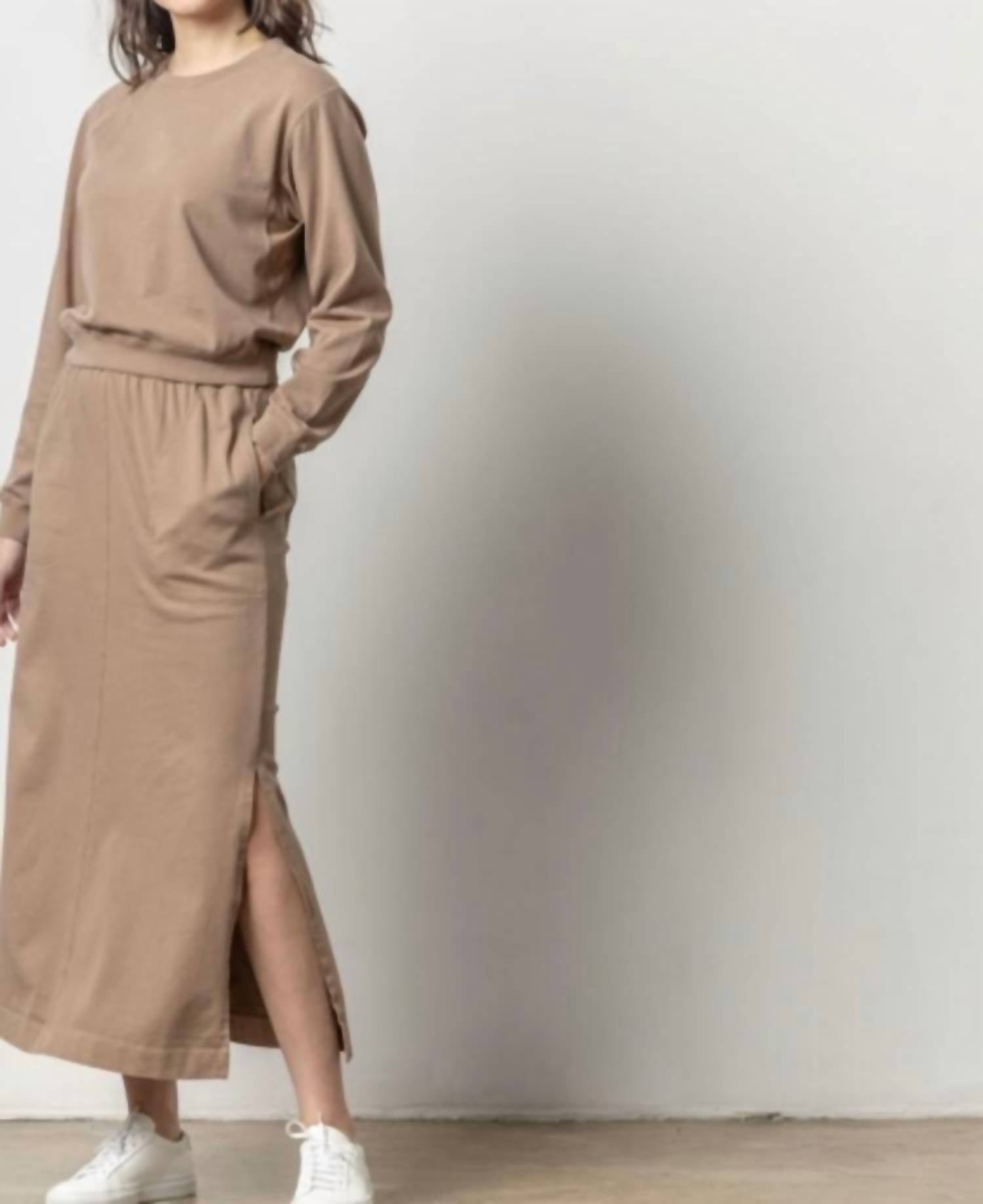 Lilla P Maxi Skirt With Pockets in shiitake - women's skirt