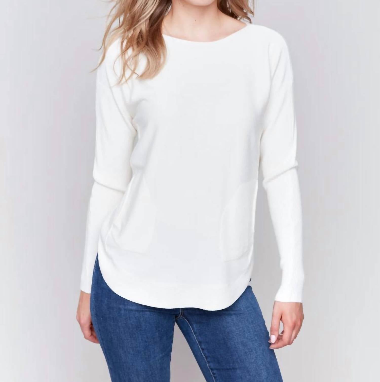 Charlie B - Long Sleeve Sweater With Back Eyelet Detail