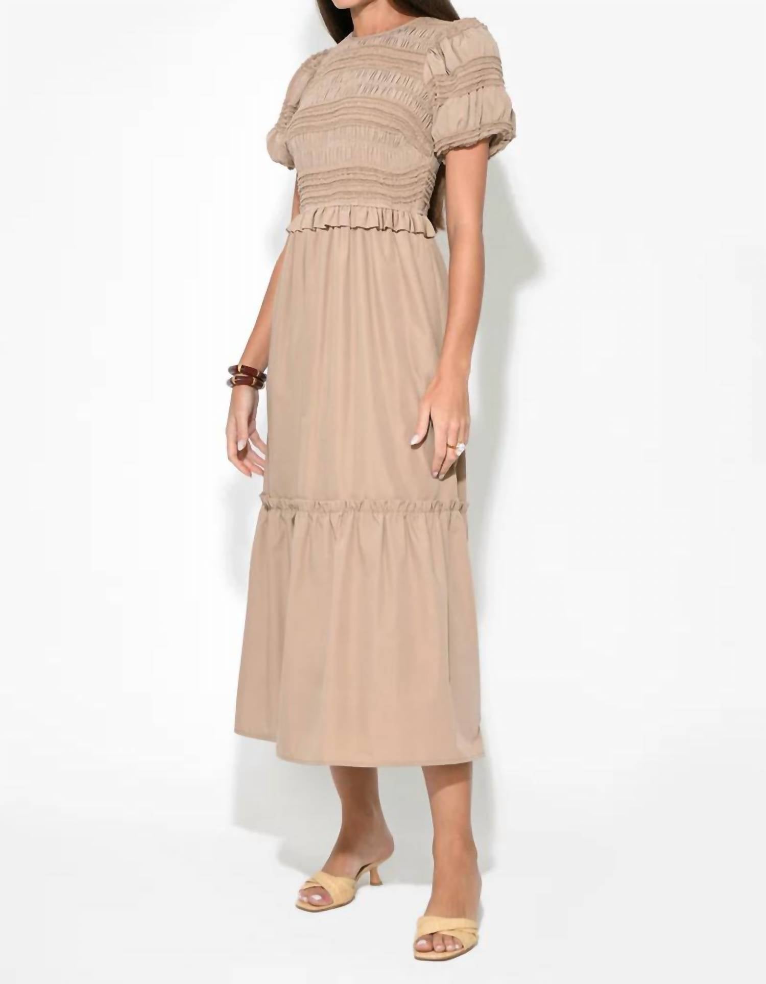 Adelyn Rae - Erin Short Sleeve Smocked Midi Dress