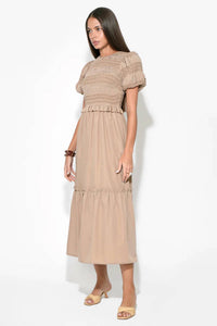 Adelyn Rae - Erin Short Sleeve Smocked Midi Dress
