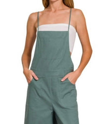 Zenana - Woven Spaghetti Strap Overalls