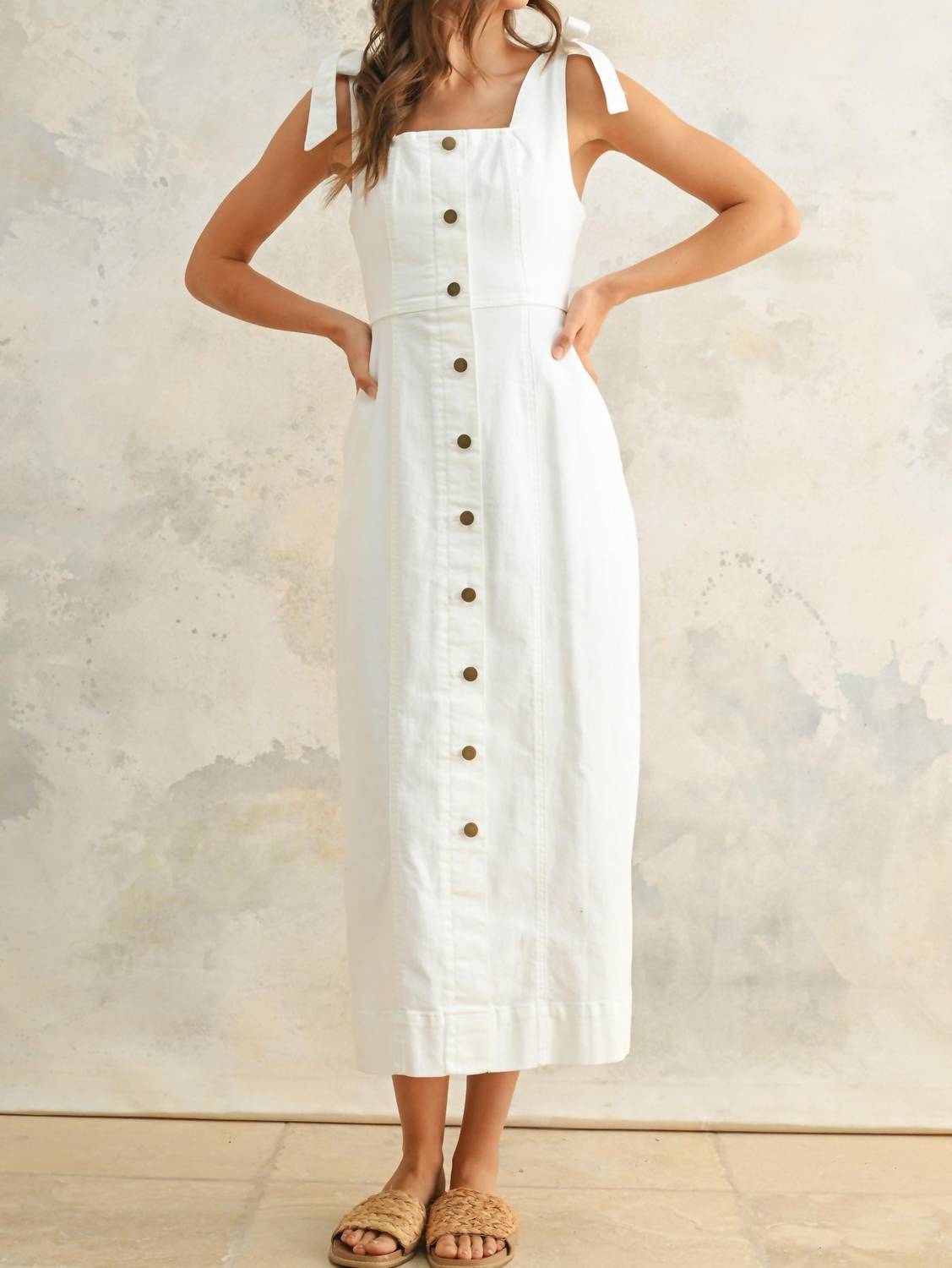 Miou Muse - Button Down Stretch Cotton Dress