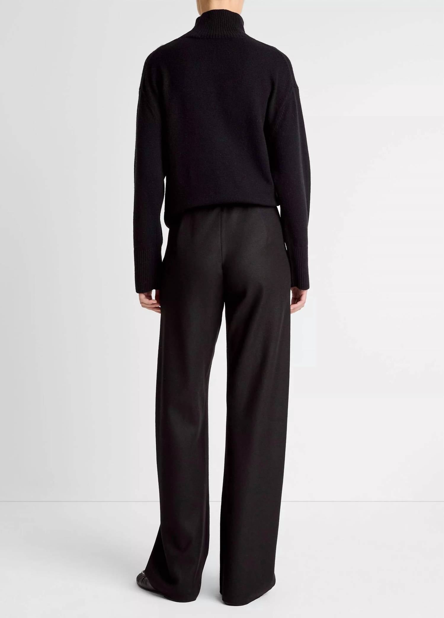 Vince Italian Wool-blend High-waist Bias Pant in black - women's pants - alternate view
