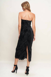 Flying Tomato - Woven Velvet Lace Midi Dress
