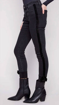 Charlie B - Velvet Bow Slim Leg Jeans
