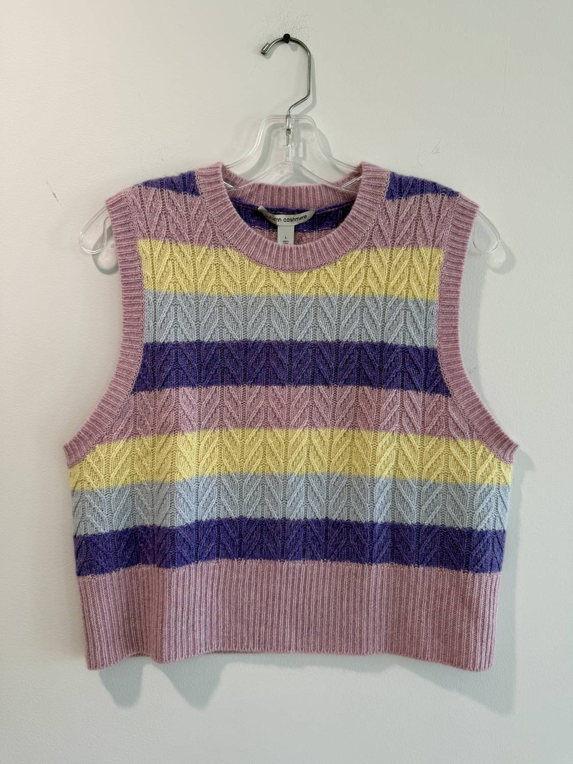 Autumn Cashmere Women's Chevron Stitch Rainbow Sweater in pastel - women's shirt