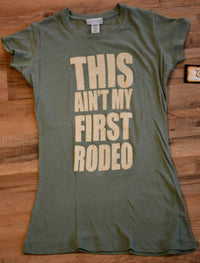 Cowgirl Justice This Ain't My First Rodeo Tee in sage green - women's t-shirt - view 4