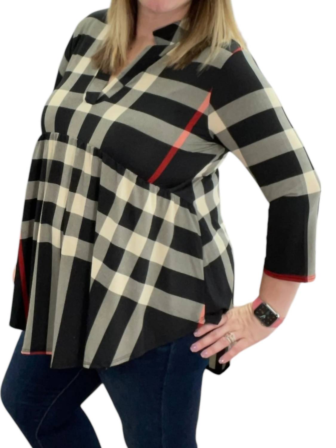Heimish Usa - Plaid Babydoll Top