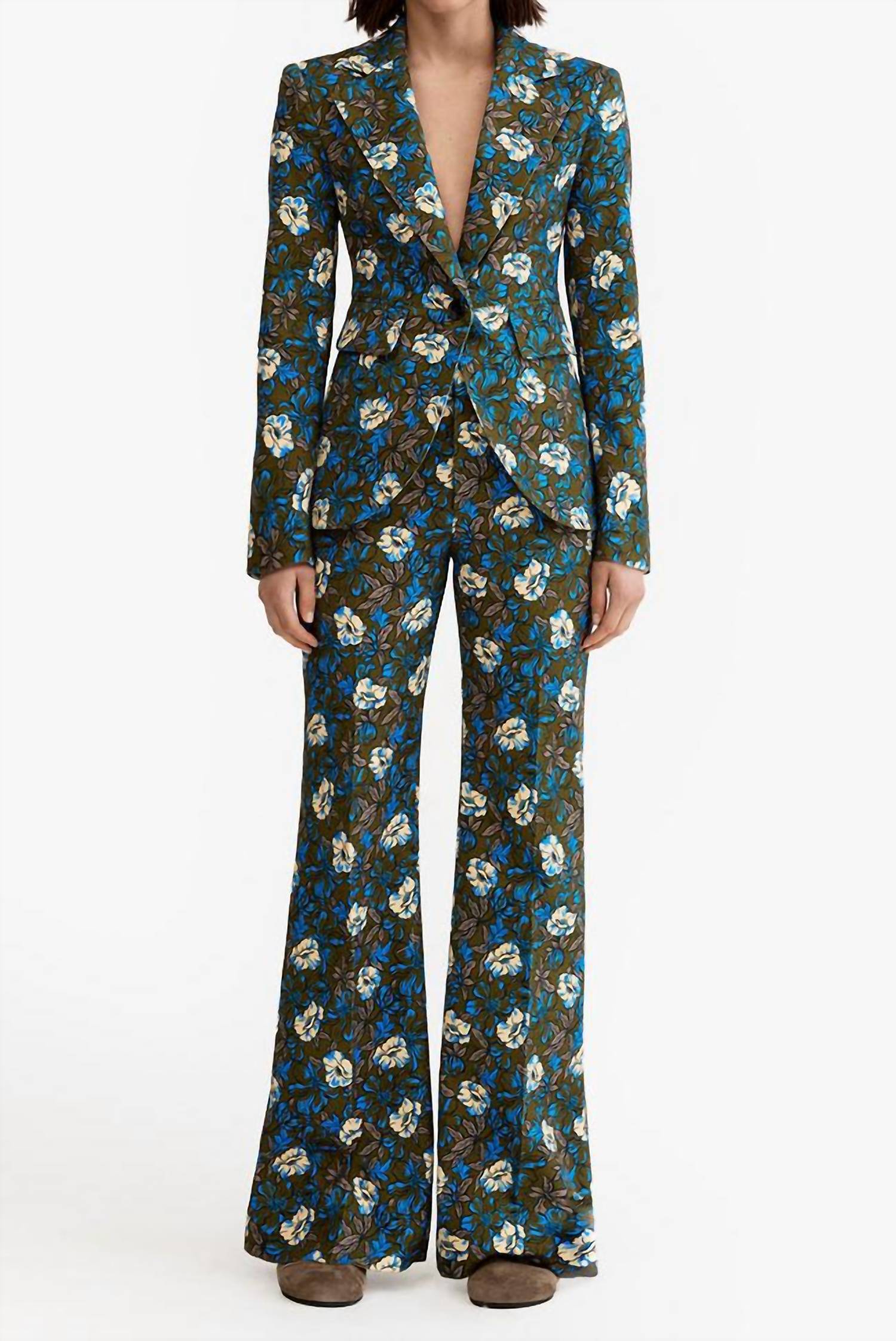 Smythe Mid-rise Classic Pant in olive floral - women's pants