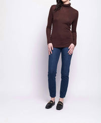 FOIL Merino Wool Polo Neck Top in raisin - women's long sleeve top