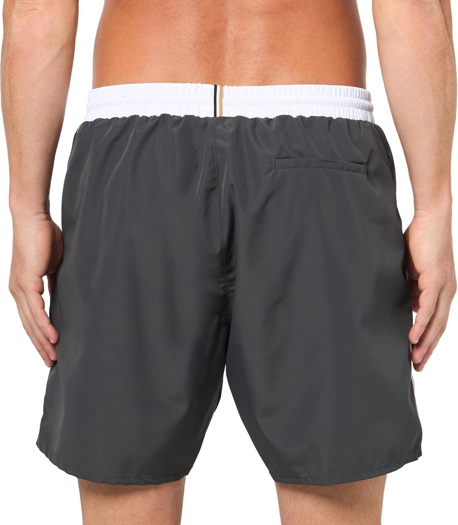 Hugo Boss Starfish Swim Trunk in charcoal - men's swimwear - detail view