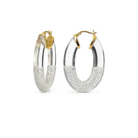 Gold & Honey - Women's Glitter Flat Oval Lucite Hoop Earrings