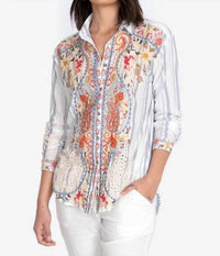 Johnny Was Tikal Oversized Shirt in white - women's shirt