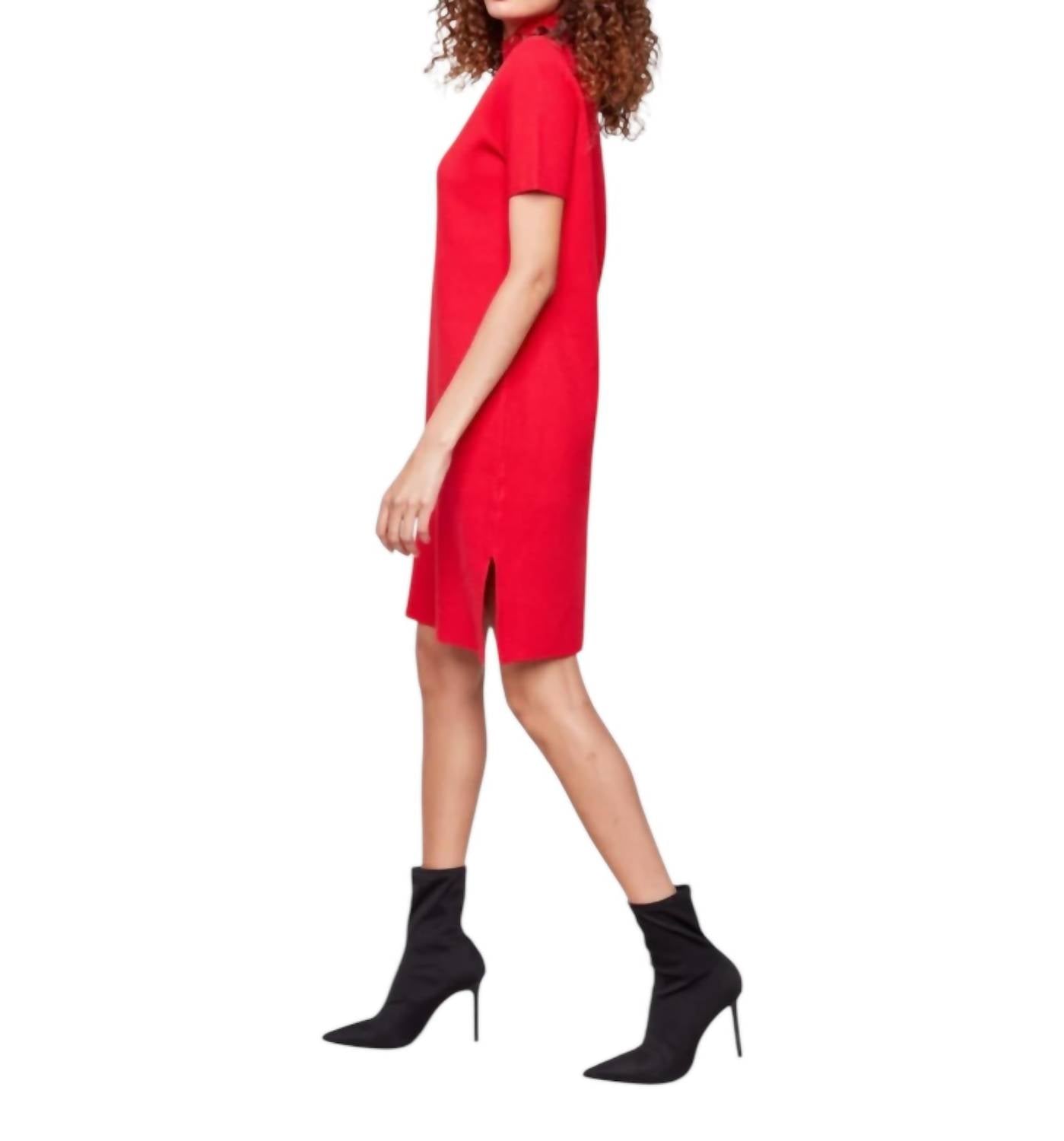 Charlie B - Short-Sleeve Mock Neck Sweater Dress