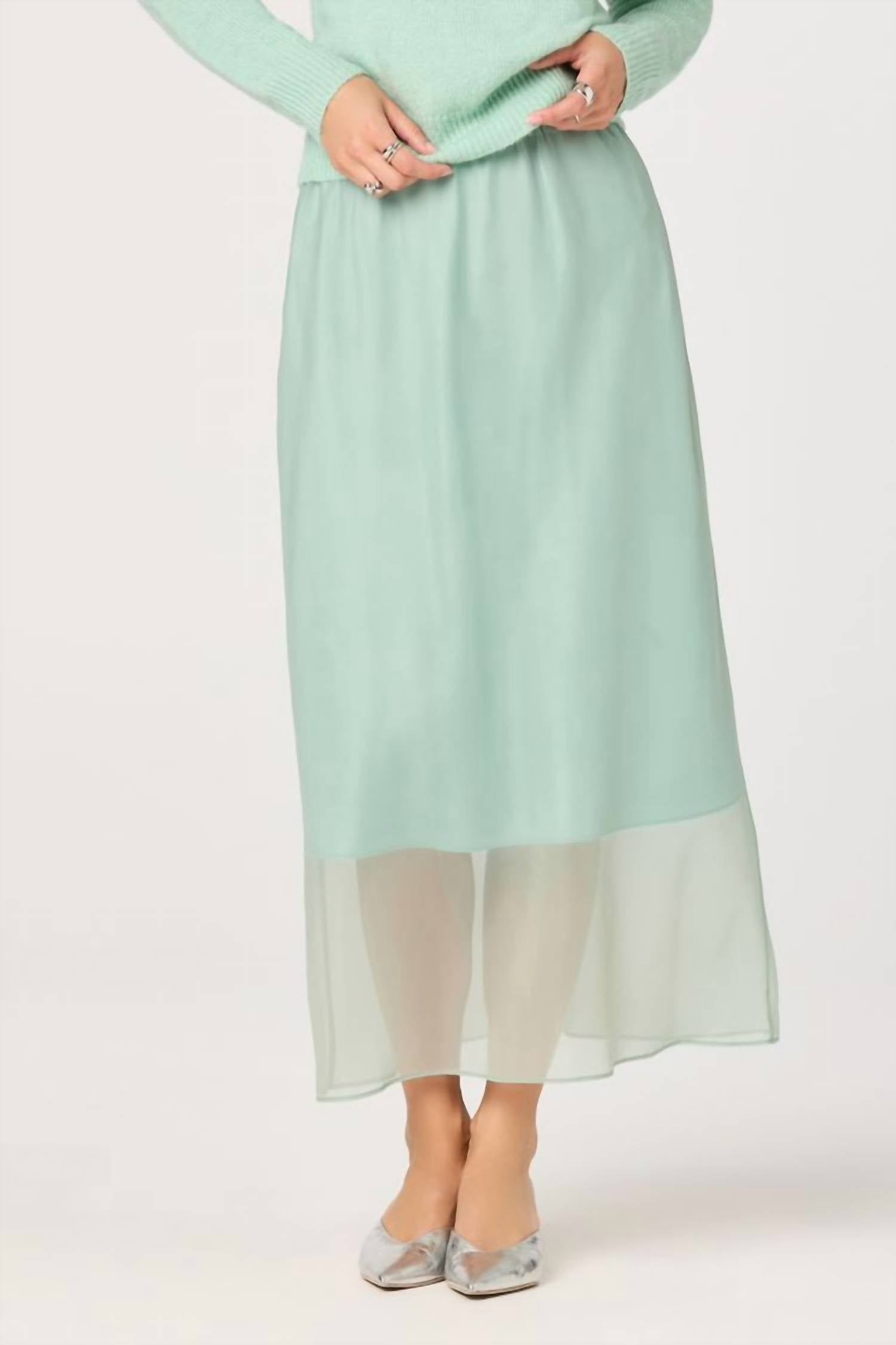 ASTR Keyara Flowing Silhouette Skirt in mint - women's skirt - detail view