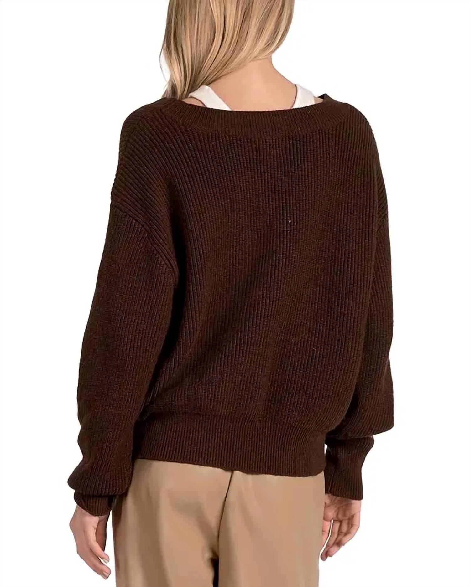 Elan - Deep V-neck Sweater With Attached Tank