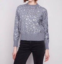 Charlie B - Sequined Crew Neck Sweater