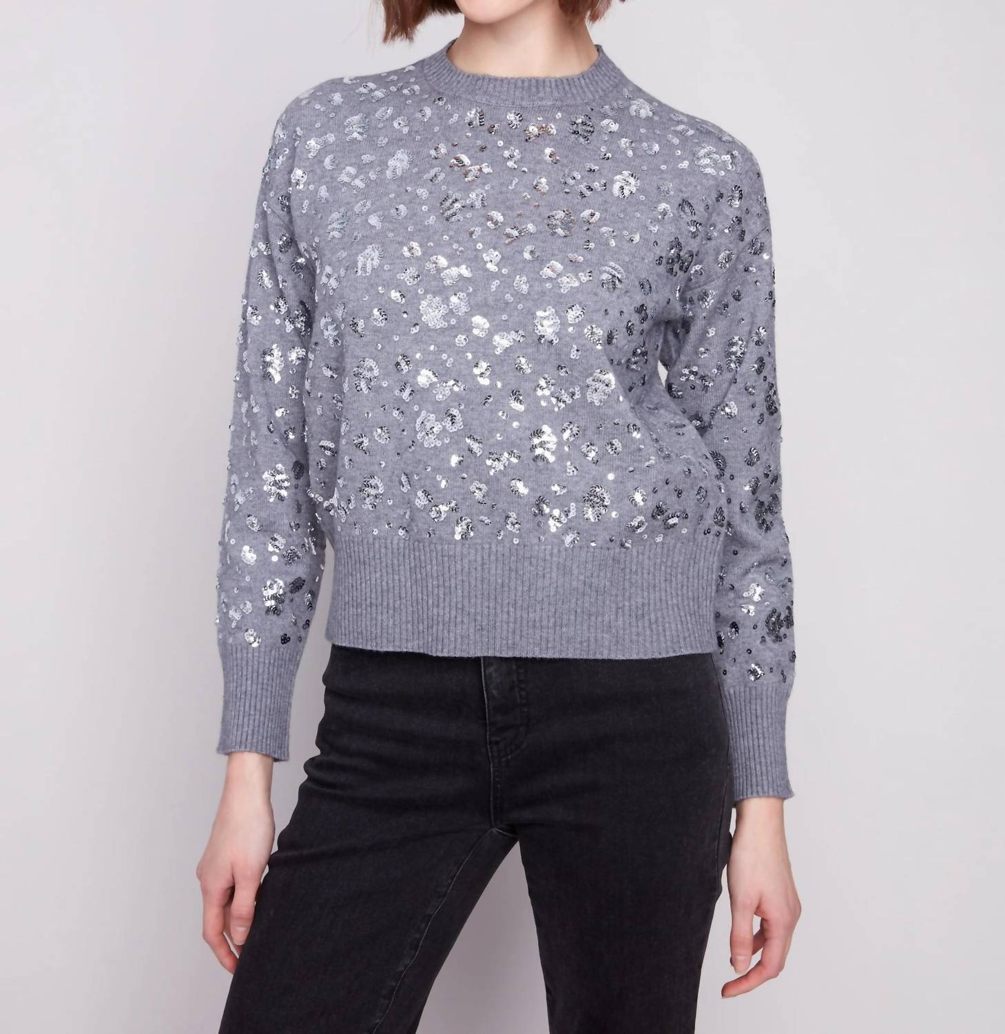 Charlie B - Sequined Crew Neck Sweater