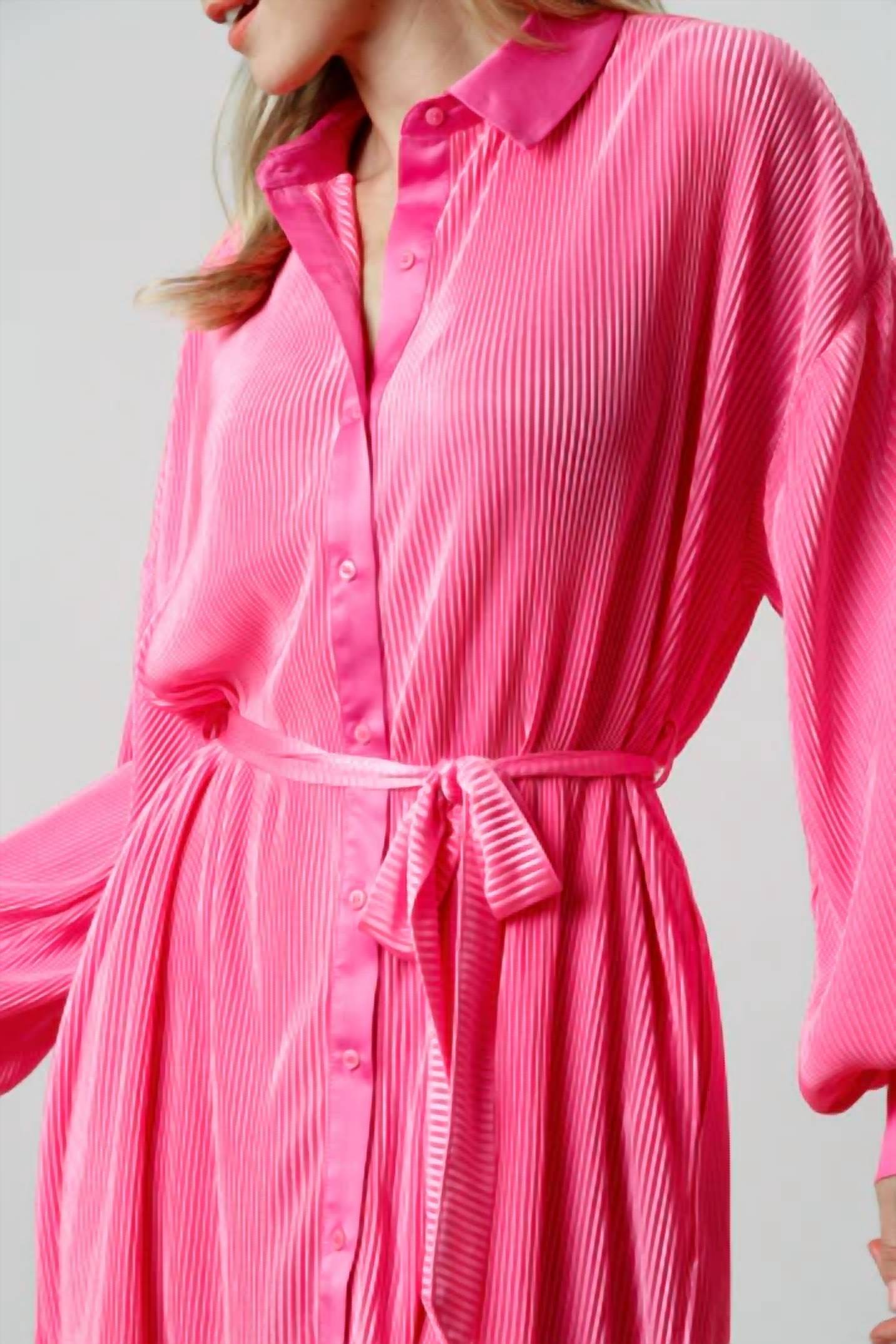 Fantastic Fawn - Pleated Mini Dress With Belt