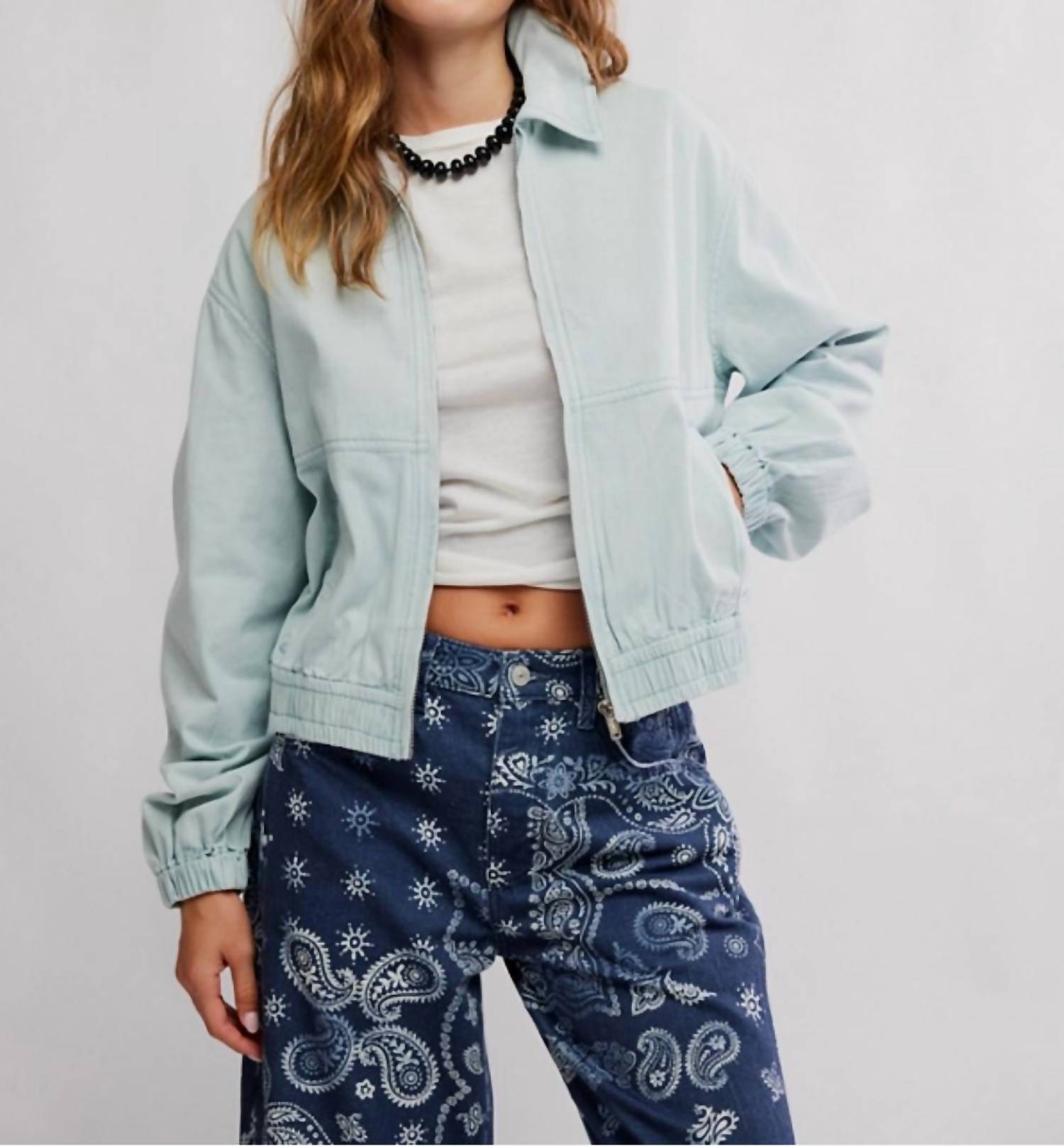 Free People - Birdie Denim Collared Neck Jacket