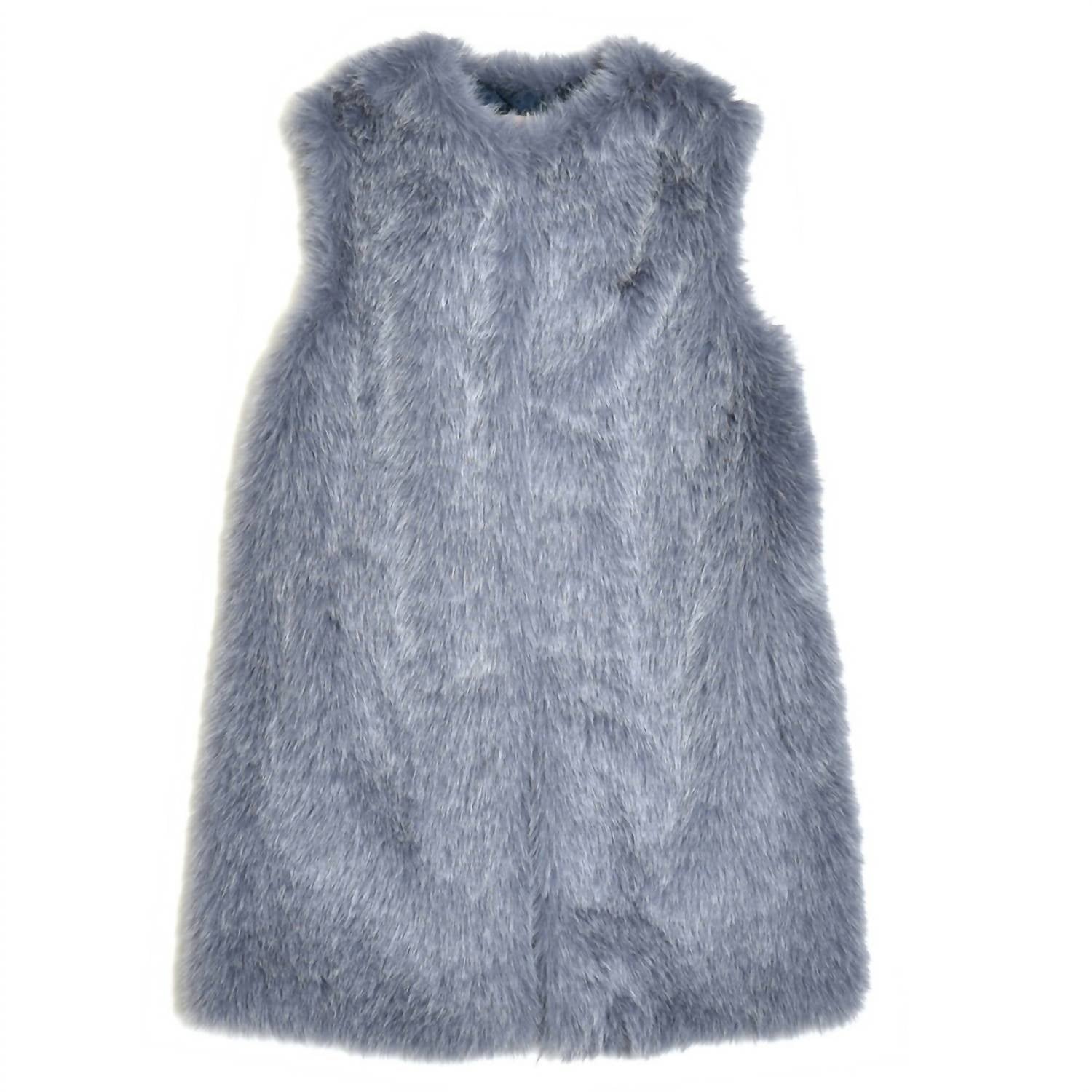 Herno Eco-fur Long Vest in blue - women's jacket - alternate view