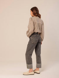 Indi & Cold - Rolled Hem Straight Fit Denim Pant