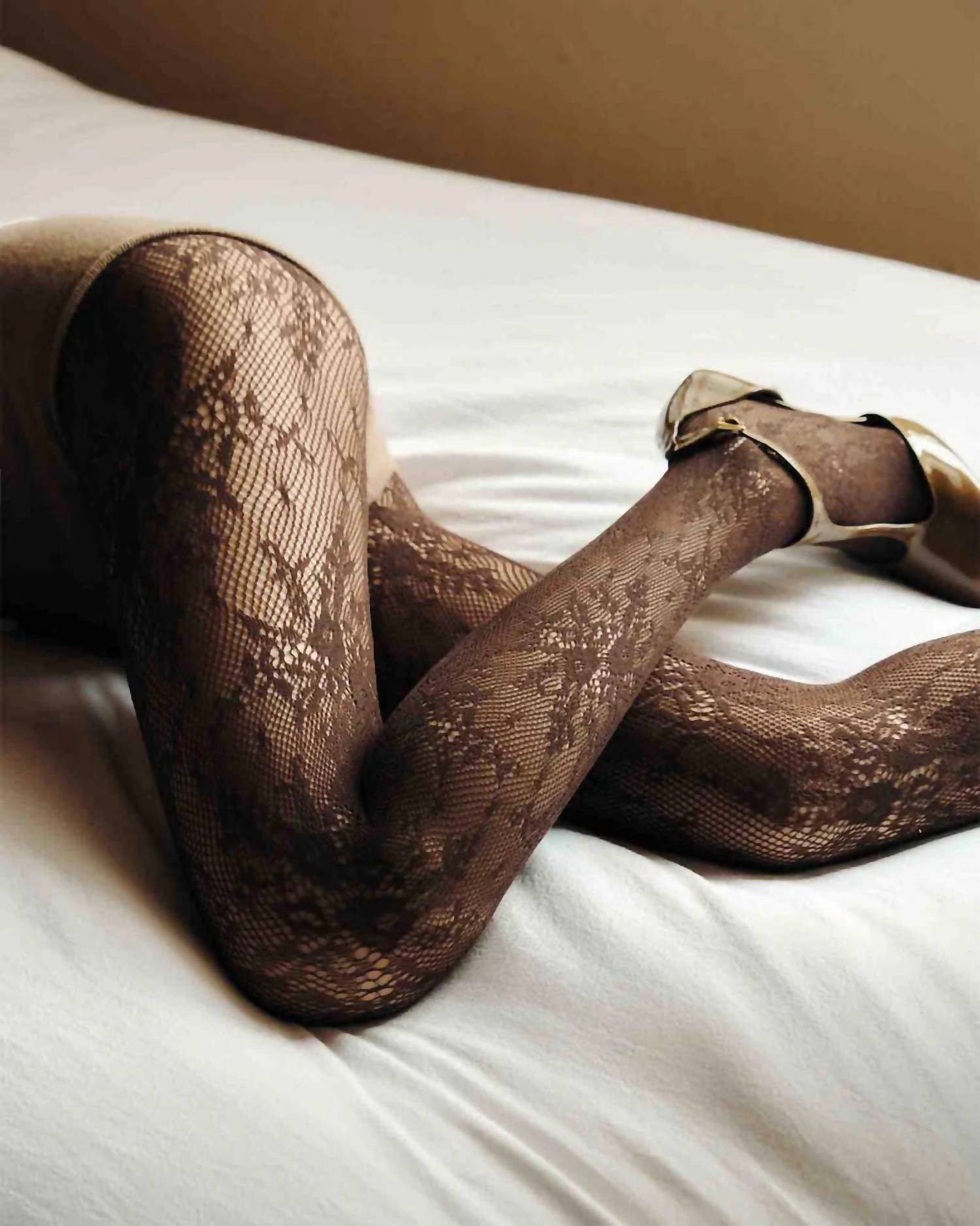 Swedish Stockings Women's Rosa Lace Tights in dark brown - women's accessory - alternate view