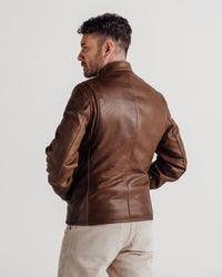 Schott N.Y.C. - Waxed Natural Pebbled Cowhide Cafe Racer Jacket