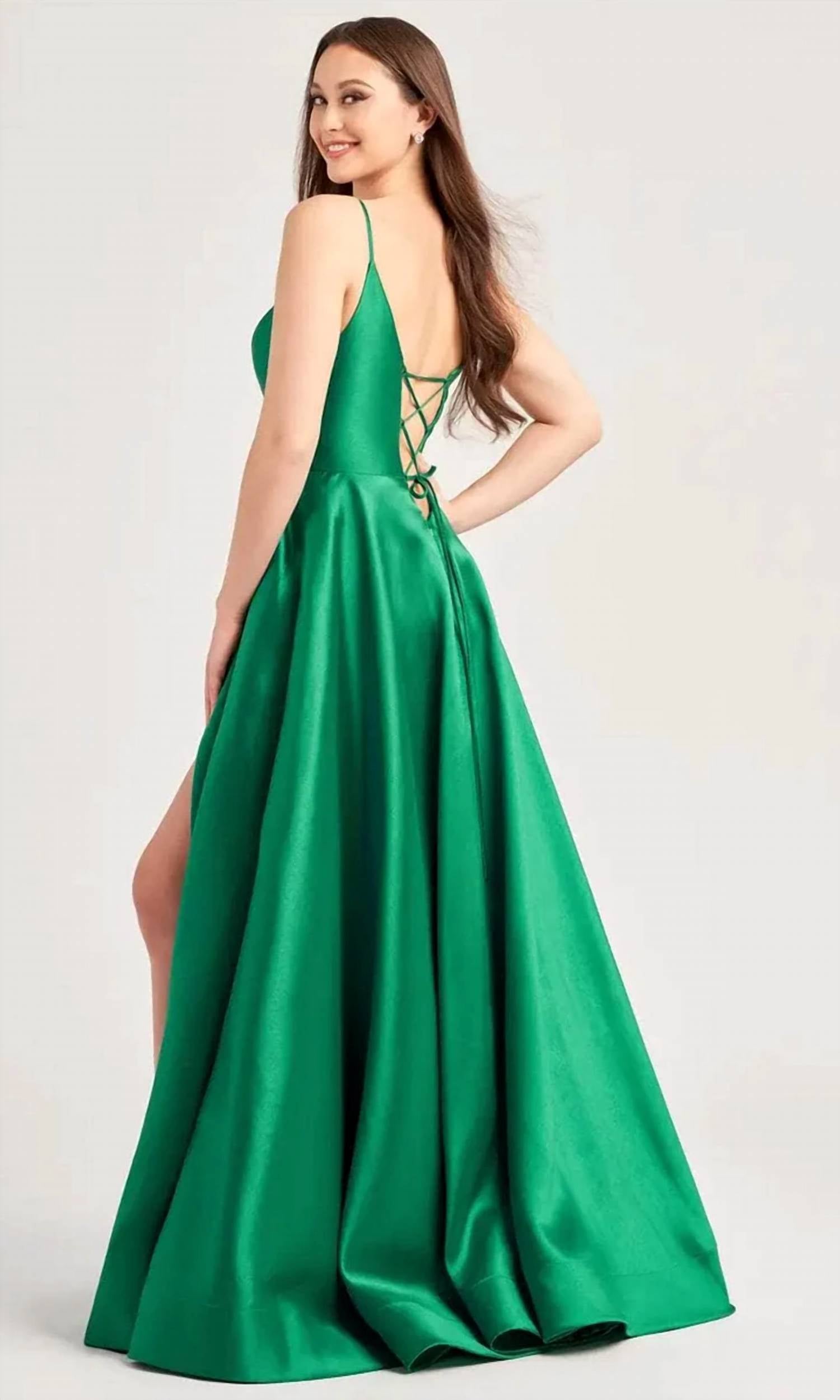 Ellie Wilde - High Slit A-line Evening Dress