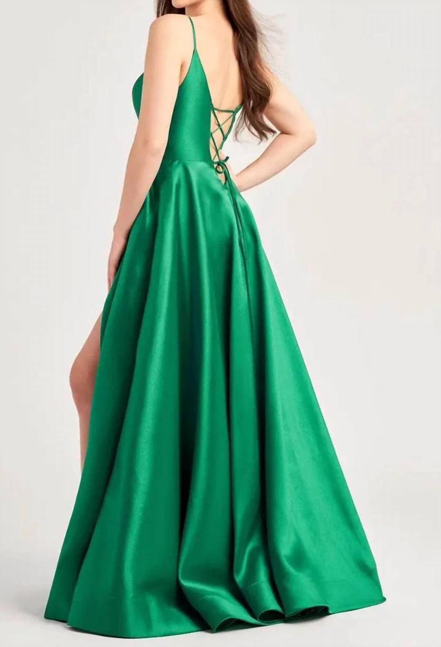 Ellie Wilde - High Slit A-line Evening Dress