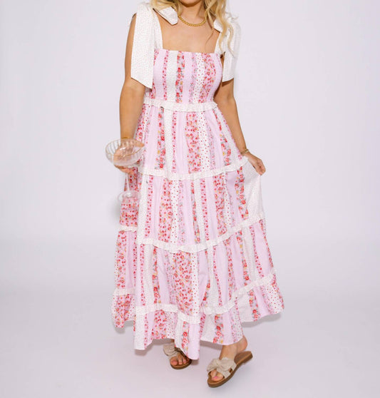 Peach Love - Sunny Strolls Floral Smocked Tiered Maxi Dress