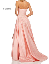 Sherri Hill Wrap Skirt With Pockets Prom Gown in blush - women's dress - detail view